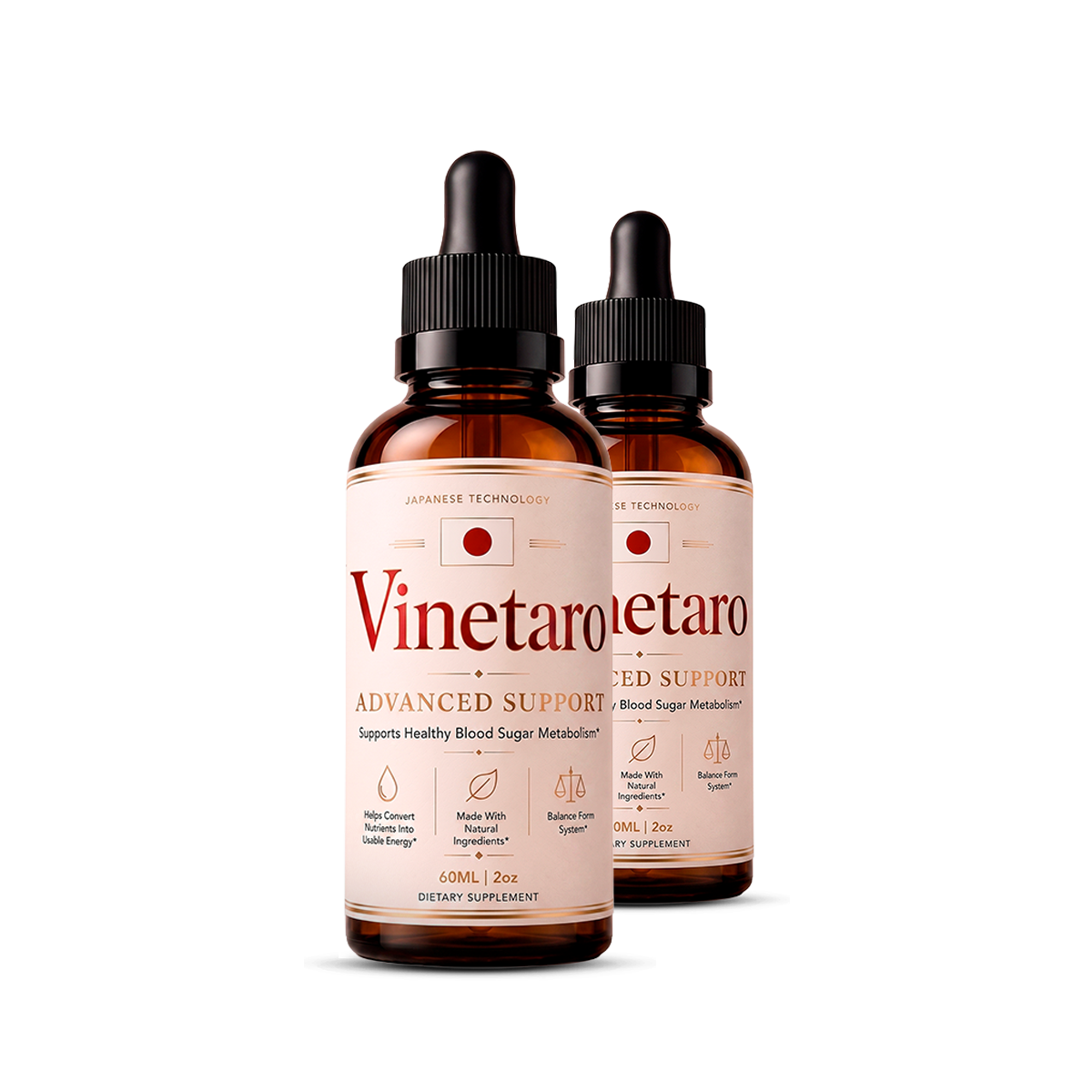 Vinetaro blood sugar support liquid dropper bottle